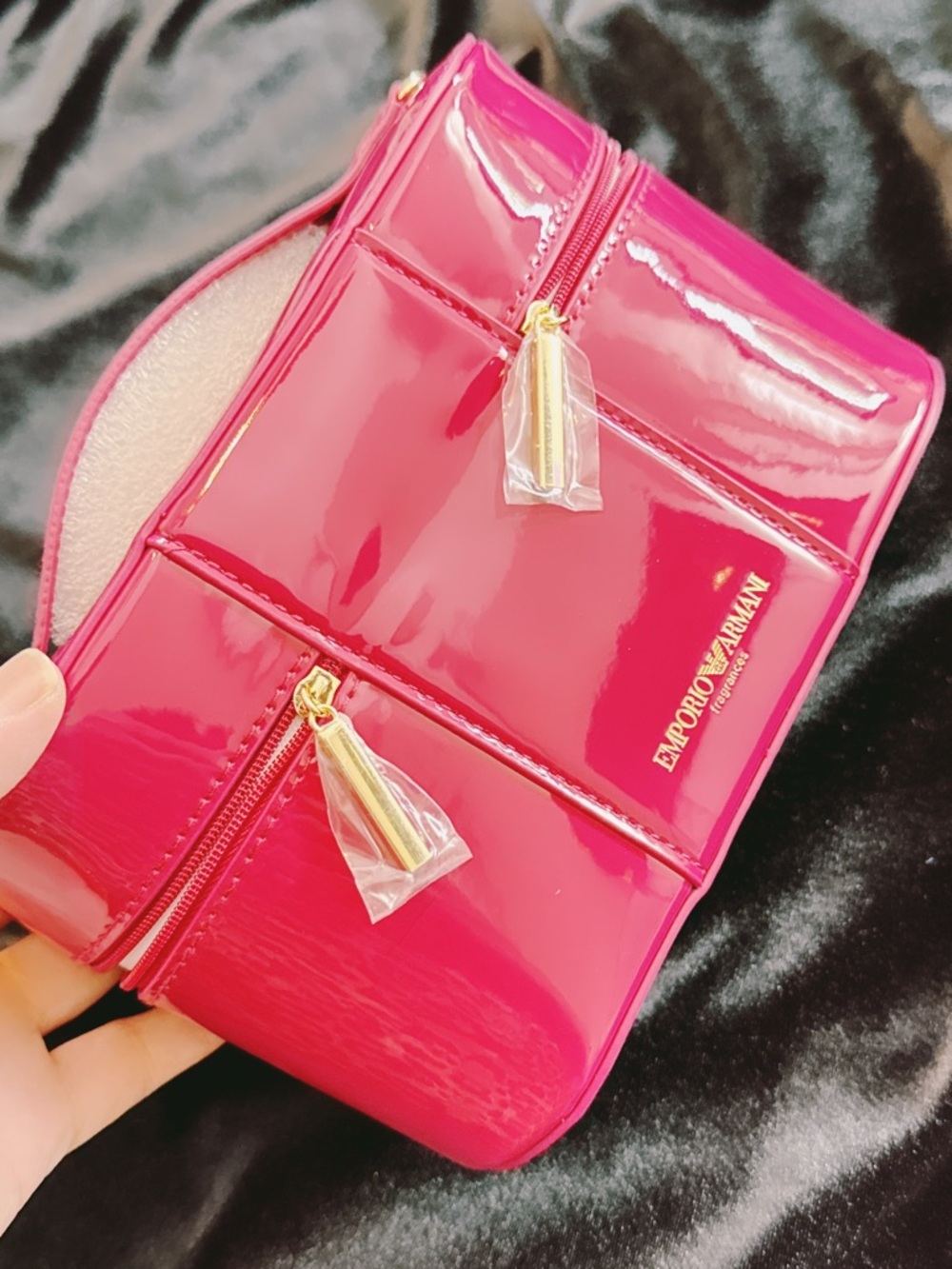 Emporio Armani Women's Patent Leather Hot Pink vanity crossbody